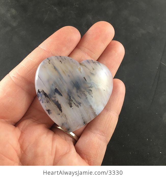 Beautiful Heart Shaped Natural Marine Ocean Chalcedony Stone Pendant Necklace Jewelry - #eGWn3QnCapU-2