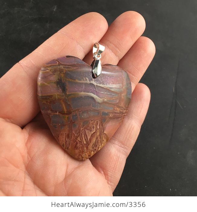 Beautiful Heart Shaped Natural Picasso Jasper Stone Pendant Necklace - #Y0sR8bg9UKw-2