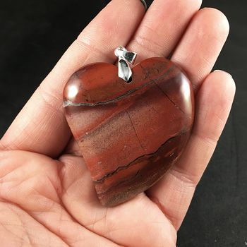 Beautiful Heart Shaped Natural Red Jasper Stone Pendant #00n87C1YFzE