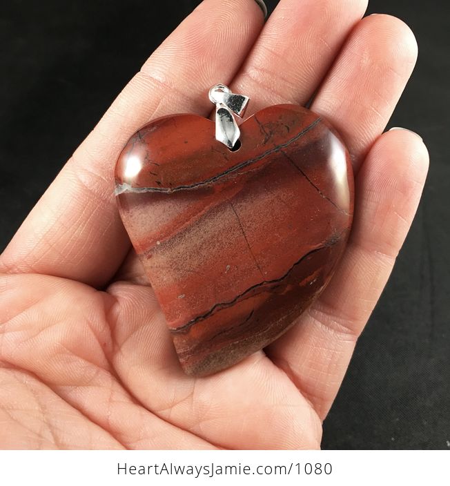 Beautiful Heart Shaped Natural Red Jasper Stone Pendant - #00n87C1YFzE-1