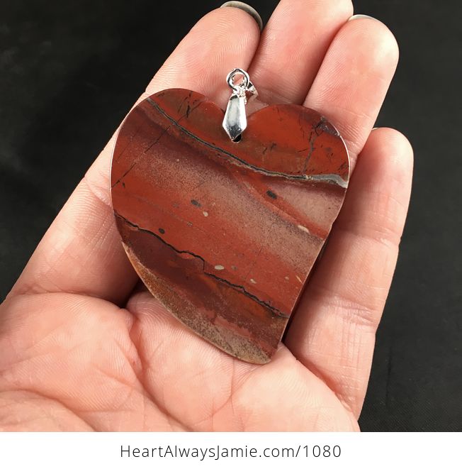 Beautiful Heart Shaped Natural Red Jasper Stone Pendant Necklace - #00n87C1YFzE-2