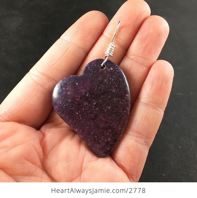 Beautiful Heart Shaped Purple Lepidolite Stone Pendant - #wcWOsJHcEDo-1