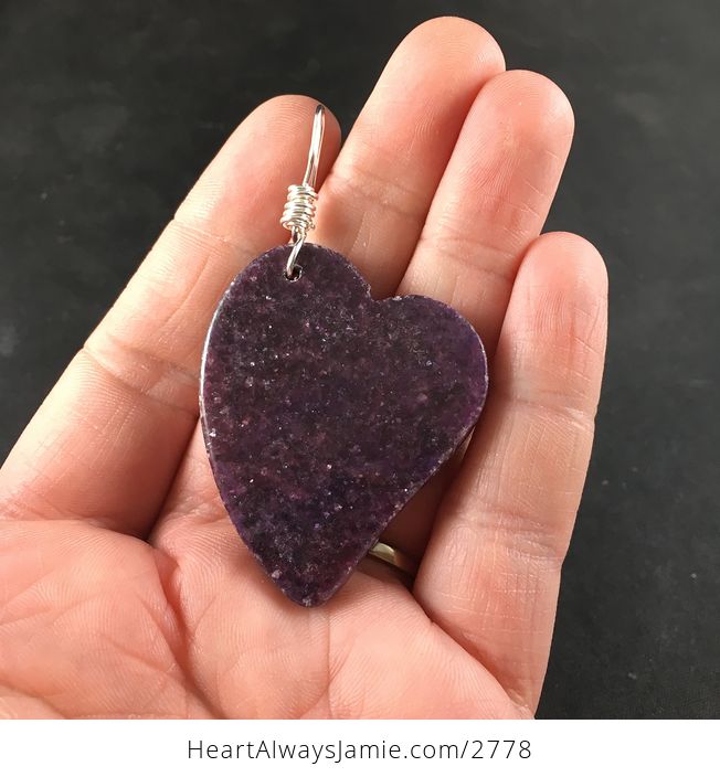 Beautiful Heart Shaped Purple Lepidolite Stone Pendant Necklace - #wcWOsJHcEDo-2