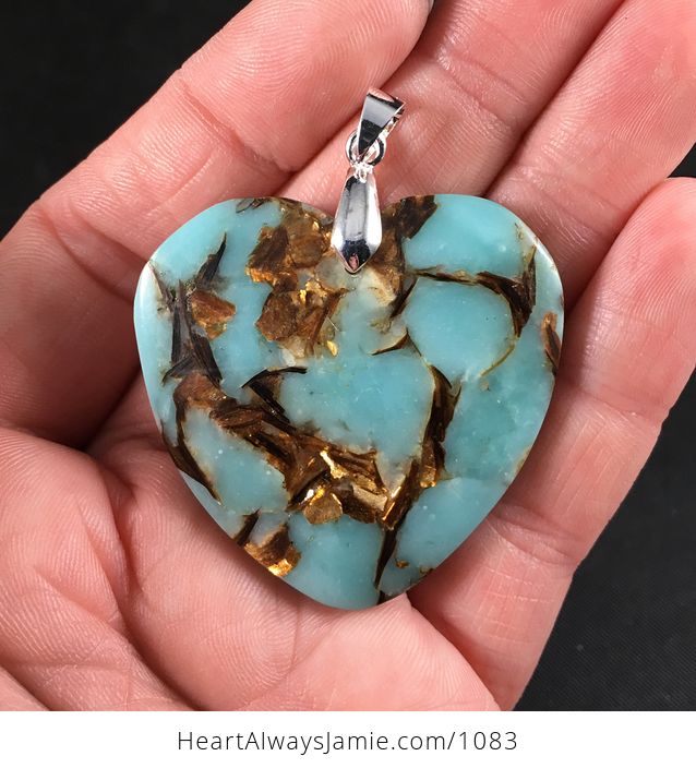 Beautiful Heart Shaped Synthetic Blue and Bornite Stone Pendant - #S0Rl6dzaf3k-1