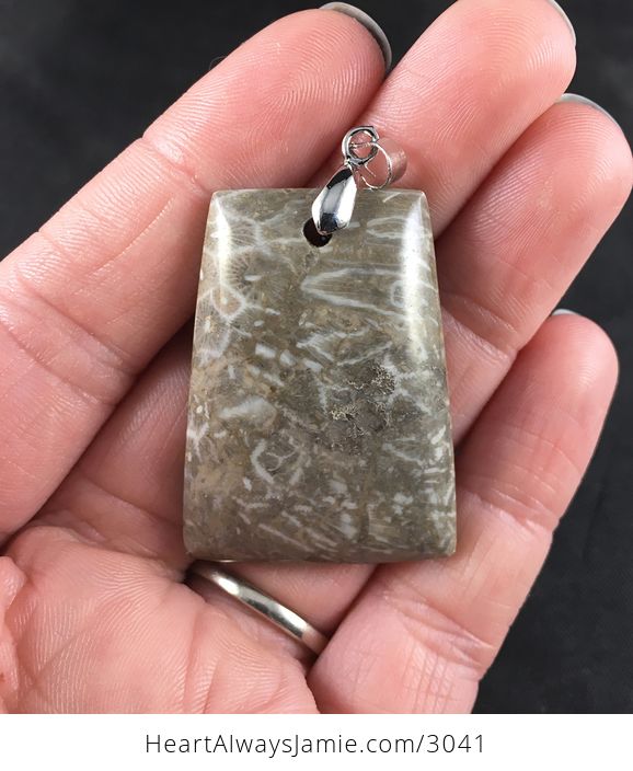 Beautiful Natural Coral Fossil Stone Pendant - #ufdLChfM9eQ-1