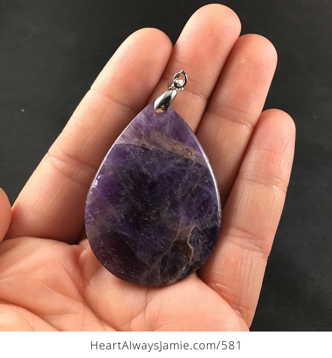 Beautiful Natural Dark Purple Chevron Amethyst Stone Pendant Necklace - #zqUcgLNLrLY-2