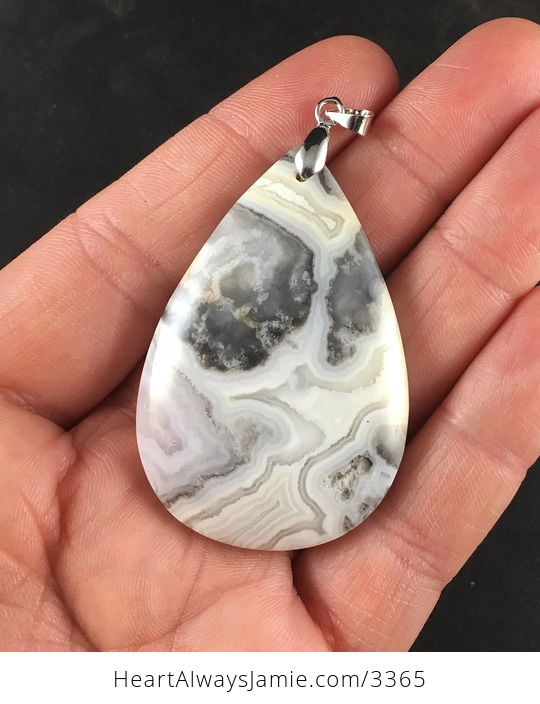 Beautiful Natural White Beige and Gray Crazy Lace Agate Stone Pendant Jewelry - #m5Txm9NM2lE-1