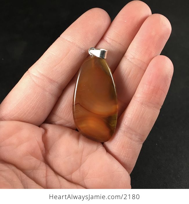 Beautiful Orange Agate Stone Pendant Necklace - #6VXXf6IZyMY-2