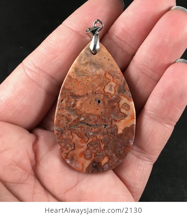 Beautiful Orange and Red Crazy Lace Agate Stone Pendant Necklace - #mneuPM4WuvU-2