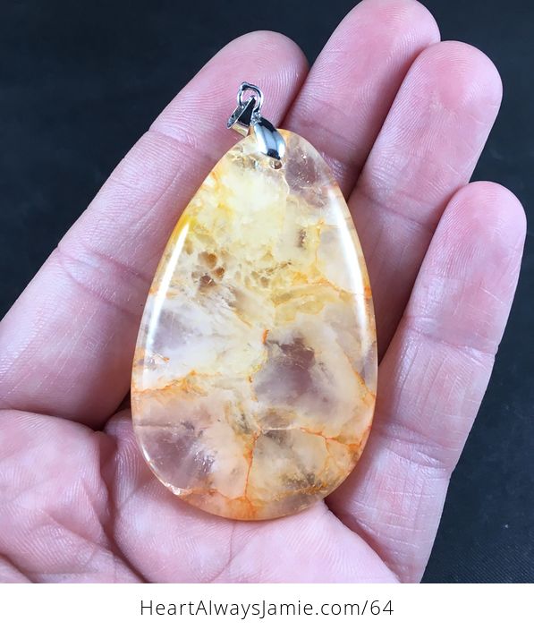 Beautiful Orange Druzy Agate Stone Pendant - #ZmE0rrWSsBw-1