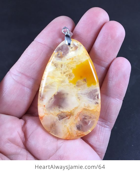 Beautiful Orange Druzy Agate Stone Pendant Necklace - #ZmE0rrWSsBw-2