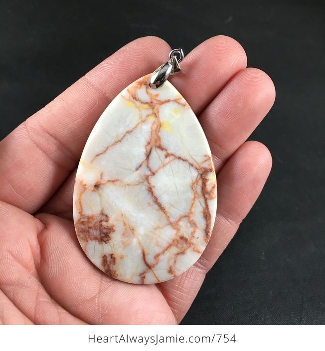 Beautiful Orange Ocean Jasper Stone Pendant Necklace - #2696Es5MSmg-2