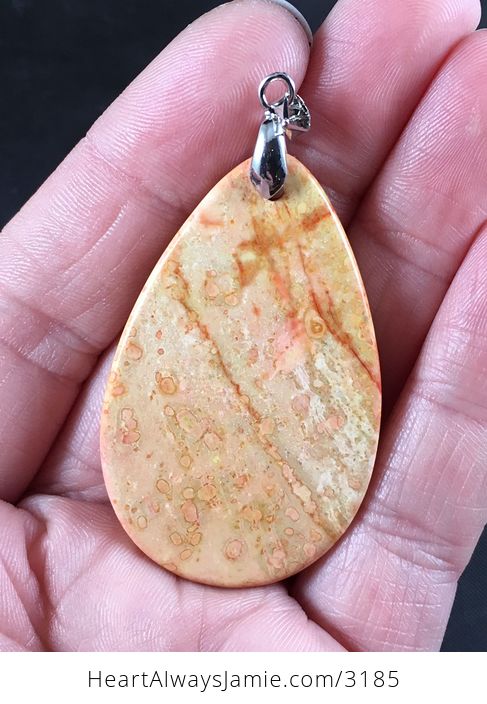 Beautiful Orange Stone Pendant Necklace - #sXY5sDa340M-2