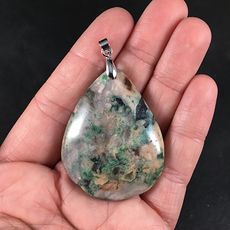Beautiful Pastel Orange Tan and Green Crazy Lace Agate Stone Pendant #SdCerddkNiE
