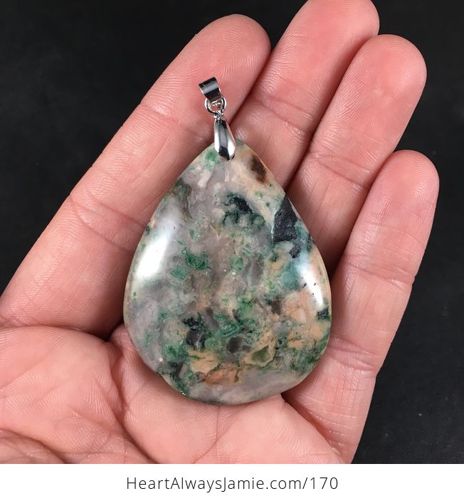 Beautiful Pastel Orange Tan and Green Crazy Lace Agate Stone Pendant - #SdCerddkNiE-1