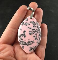 Beautiful Pink and Black Speckled Color Treated Dendritic Opal Stone Pendant #OzYw2ehIVVY