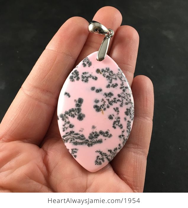 Beautiful Pink and Black Speckled Color Treated Dendritic Opal Stone Pendant - #OzYw2ehIVVY-1