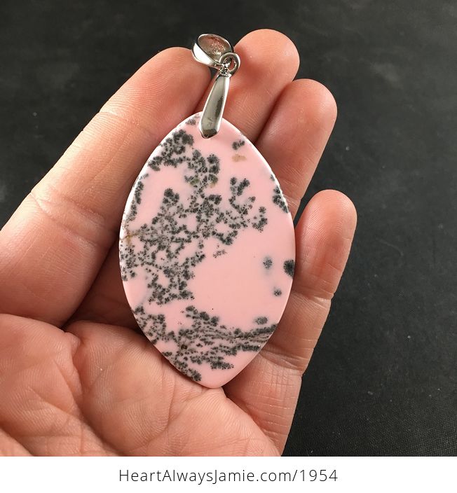 Beautiful Pink and Black Speckled Turquoise Stone Pendant Necklace - #OzYw2ehIVVY-2