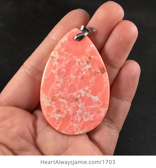 Beautiful Pink and White Stone Pendant Necklace - #gyH7vV8mRUg-2