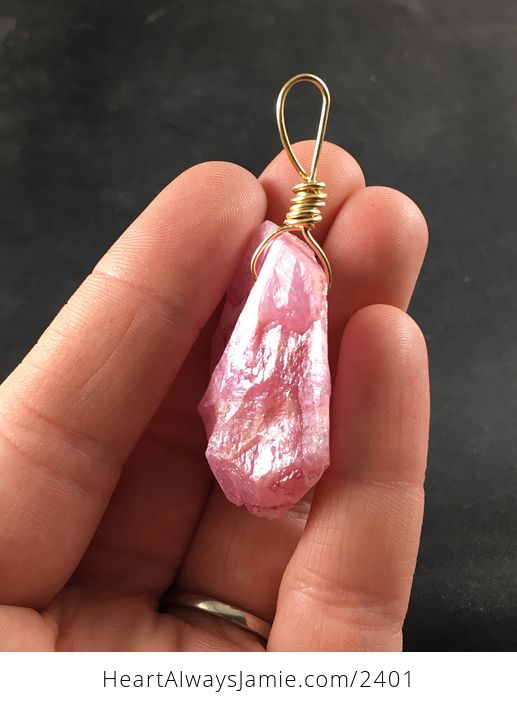 Beautiful Pink Aurora Borealis Ab Crystal Stone Pendant Necklace - #d1ZeFczgpKw-4