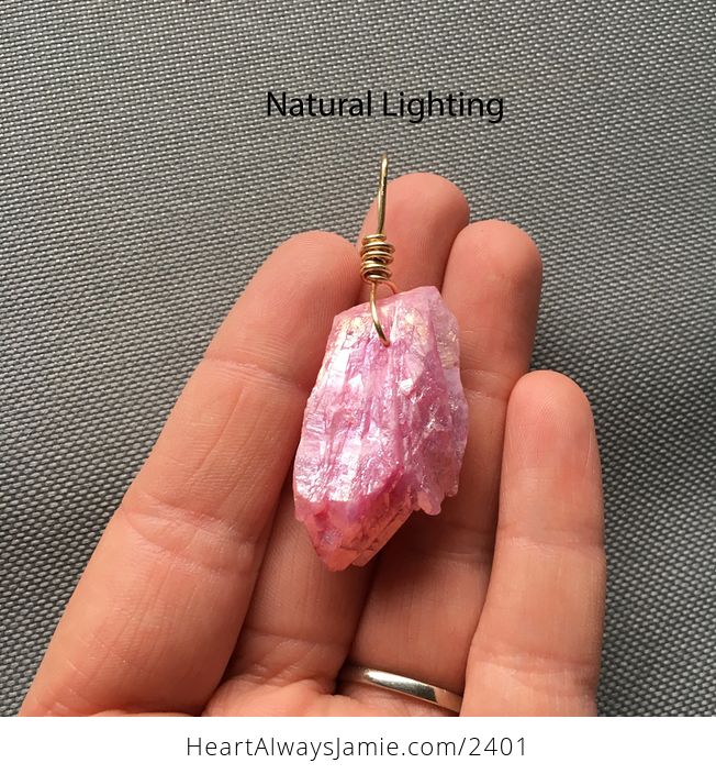 Beautiful Pink Aurora Borealis Ab Crystal Stone Pendant Necklace - #d1ZeFczgpKw-5