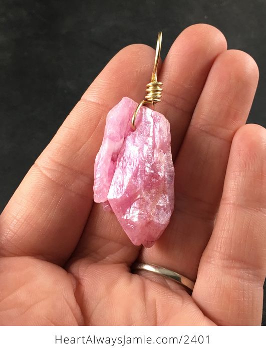 Beautiful Pink Aurora Borealis Ab Crystal Stone Pendant Necklace - #d1ZeFczgpKw-3