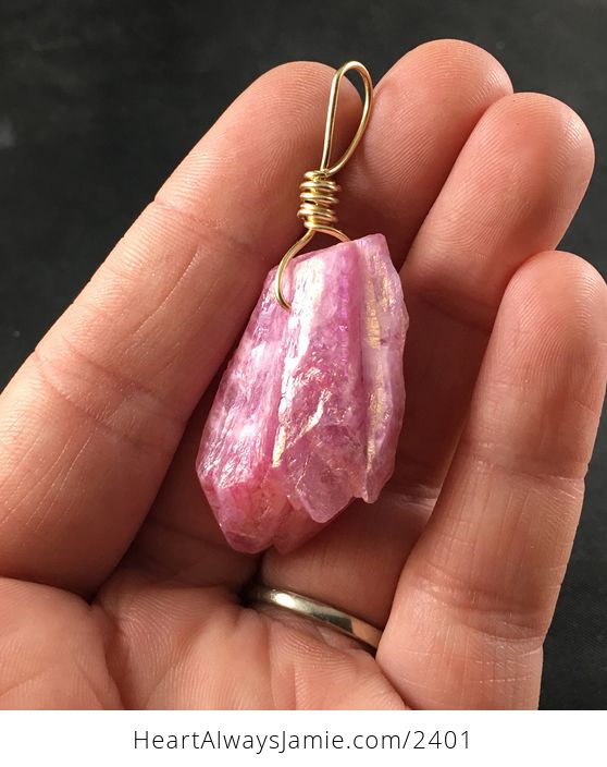 Beautiful Pink Aurora Borealis Ab Crystal Stone Pendant Necklace - #d1ZeFczgpKw-2