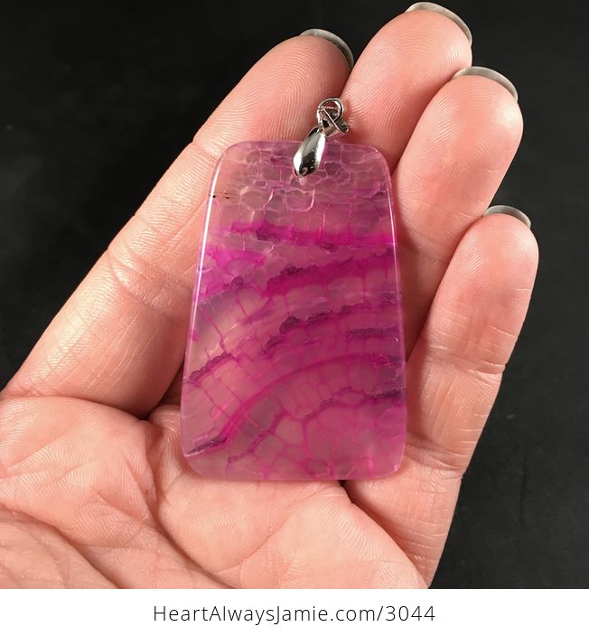 Beautiful Pink Dragon Veins Stone Pendant Necklace - #wj1tTsHpOmM-2