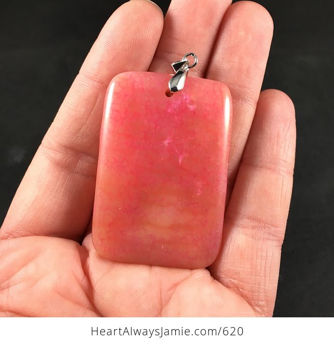 Beautiful Pink Peachblow Dragon Veins Agate Stone Pendant - #ac0XYESPcak-1