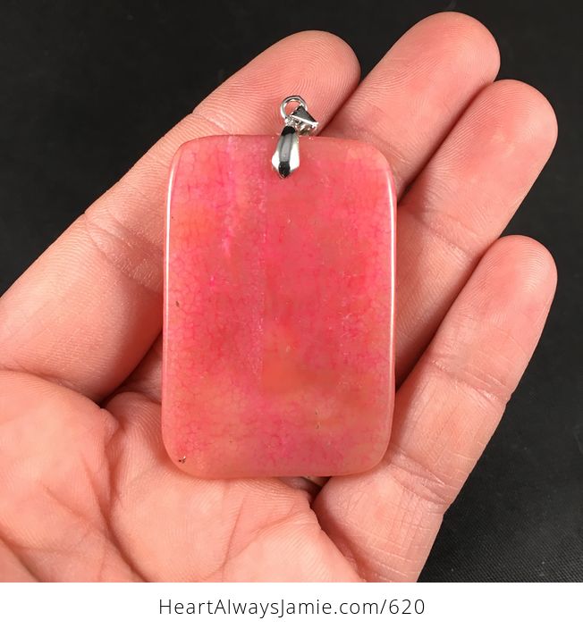 Beautiful Pink Peachblow Dragon Veins Agate Stone Pendant Necklace - #ac0XYESPcak-2