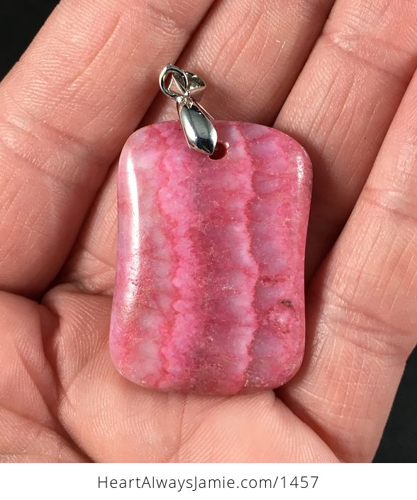Beautiful Pink Striped Argentina Rhodochrosite Stone Pendant - #32l8mKwpaKw-1