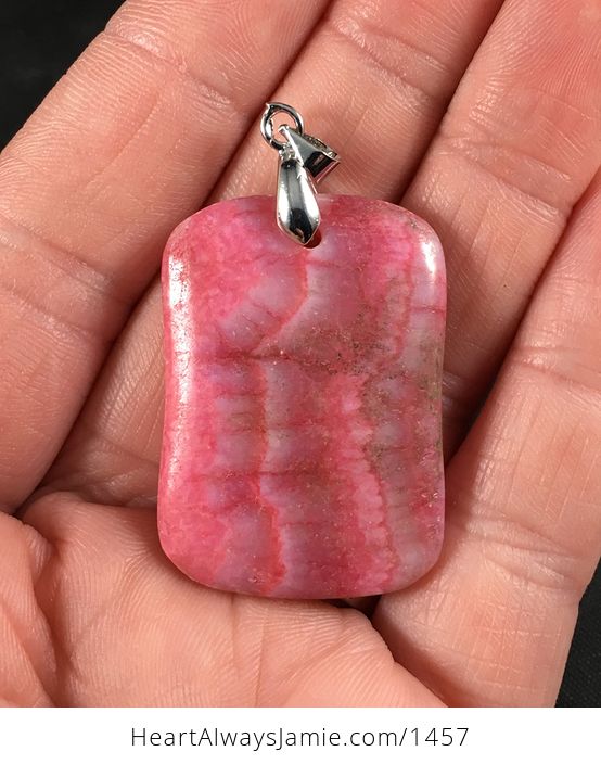 Beautiful Pink Striped Argentina Rhodochrosite Stone Pendant Necklace - #32l8mKwpaKw-2