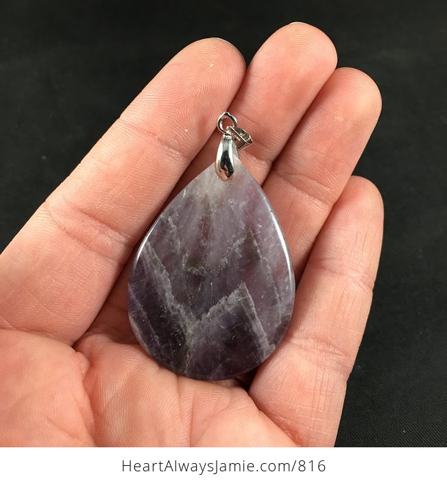 Beautiful Purple Chevron Amethyst Stone Pendant Necklace - #IWTWtNZr8bc-2