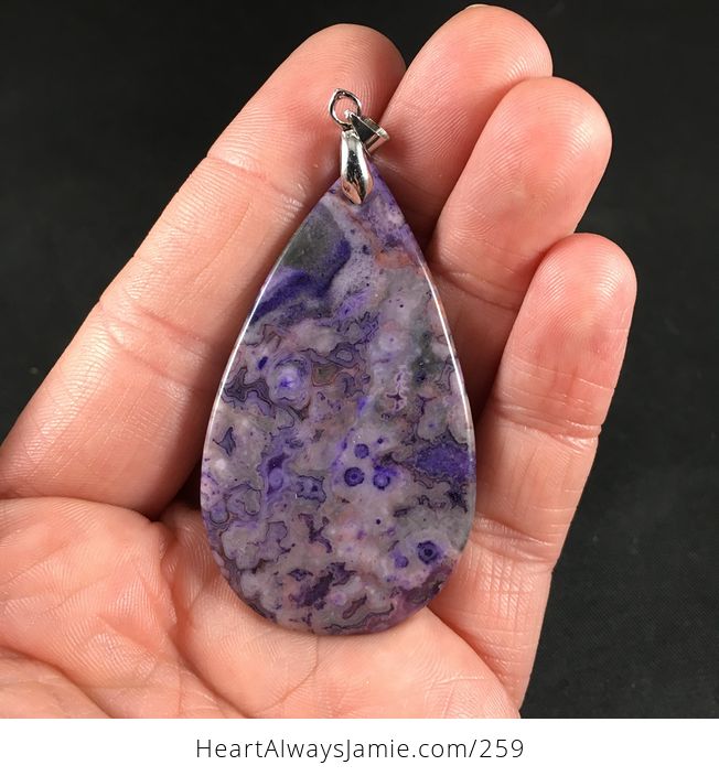Beautiful Purple Crazy Lace Agate Stone Pendant Necklace - #StPin1XEHS0-2