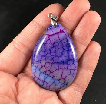 Beautiful Purple Dragon Veins Stone Pendant #OK06SR3O9kk