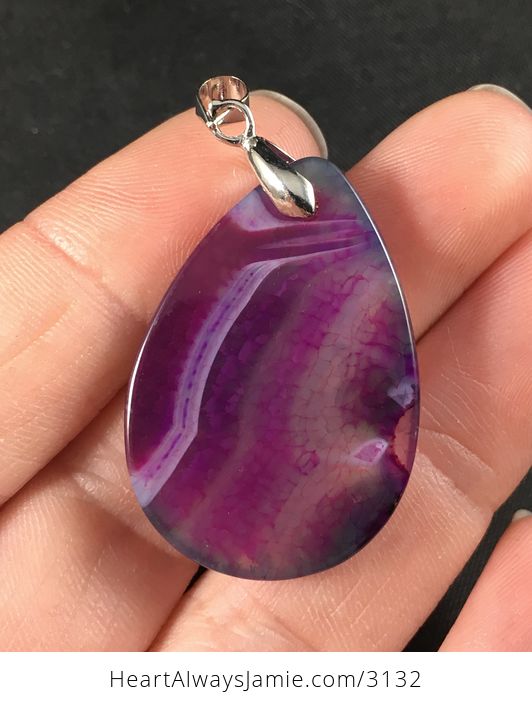 Beautiful Purple Dragon Veins Stone Pendant Necklace - #sFgsCi5K2Es-2