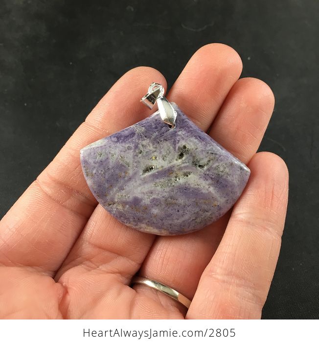 Beautiful Purple Lilac Lavender Jasper Stone Pendant Necklace - #1ghg16c9pvU-2