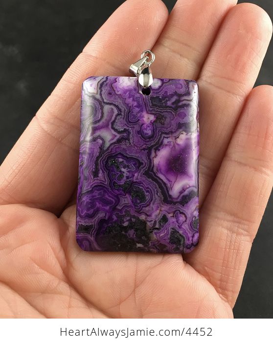 Beautiful Rectangular Purple Crazy Lace Agate Stone Pendant - #ENViEZjIKh0-1