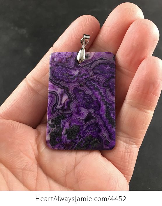 Beautiful Rectangular Purple Crazy Lace Agate Stone Pendant Necklace - #ENViEZjIKh0-3