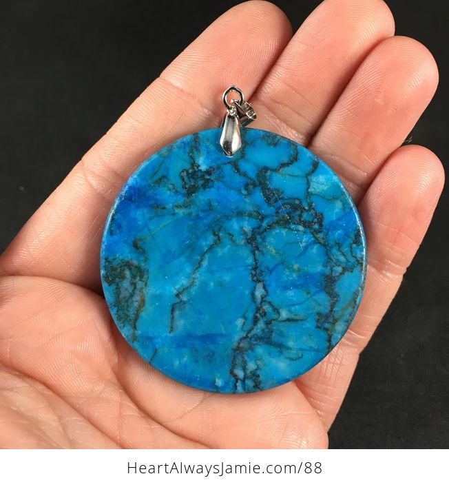 Beautiful Round Blue Marine Stone Pendant Necklace - #R0dvusmyipA-2