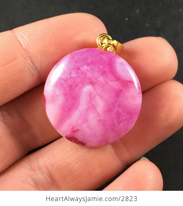 Beautiful Round Pink Stone Pendant Necklace - #mTwakOUUrIE-2
