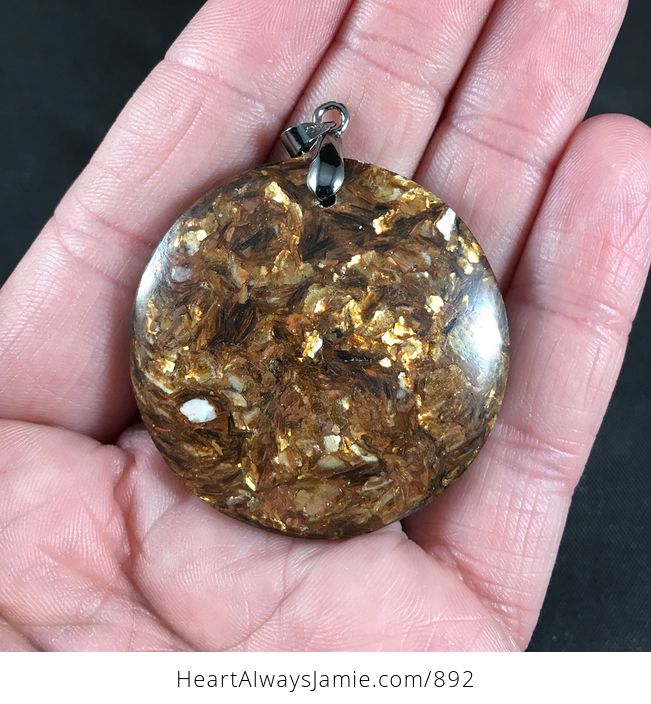 Beautiful Round Synthetic Copper Bornite Stone Pendant - #1qq1lN0j4dk-1