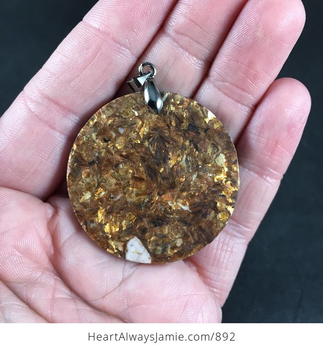 Beautiful Round Synthetic Copper Bornite Stone Pendant Necklace - #1qq1lN0j4dk-2