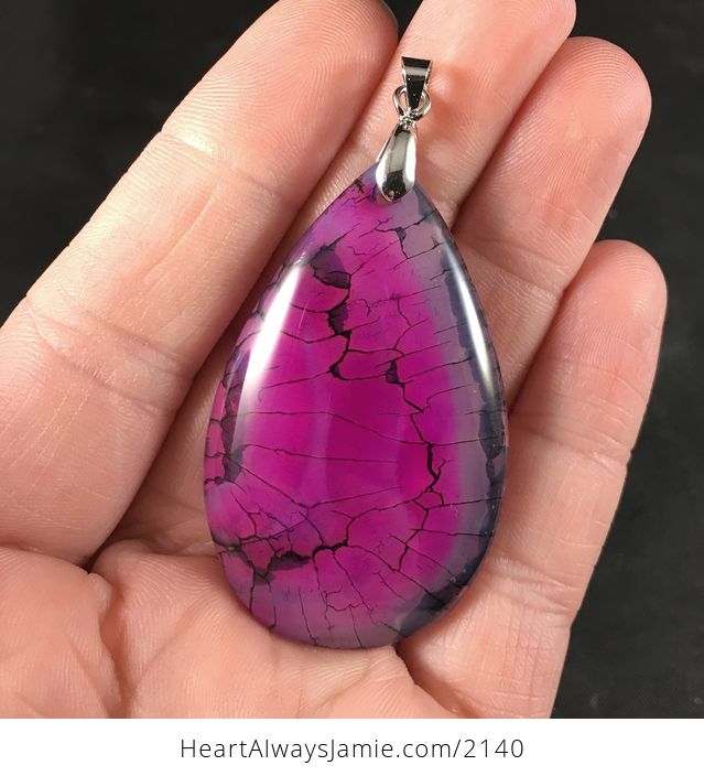 Beautiful Semi Transparent Gray Pink and Black Dragon Veins Agate Stone Pendant Necklace - #Md4LPCFQgpM-1