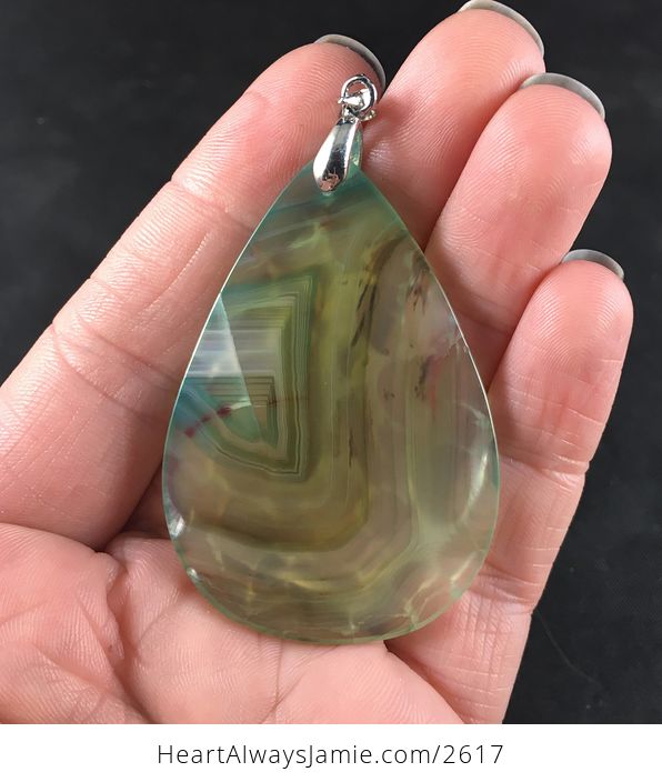 Beautiful Semi Transparent Green Dragon Veins Stone Pendant Necklace - #sFf3R1Uk5GI-2