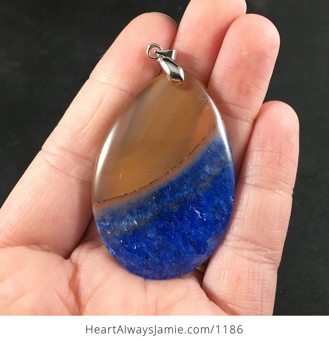 Beautiful Semi Transparent Orange and Blue Druzy Stone Pendant - #dln9J6pd1oo-1