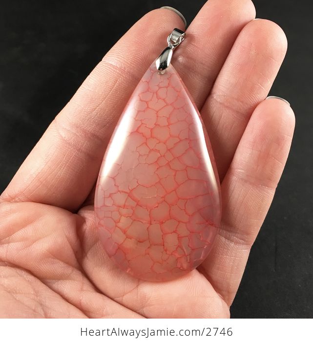 Beautiful Semi Transparent Pink Dragon Veins Stone Pendant - #LgId9eUC4mc-1