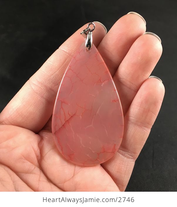 Beautiful Semi Transparent Pink Dragon Veins Stone Pendant Necklace - #LgId9eUC4mc-2