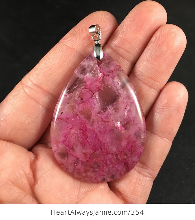 Beautiful Semi Transparent Pink Druzy Agate Stone Pendant - #85u6CpdAMiE-1