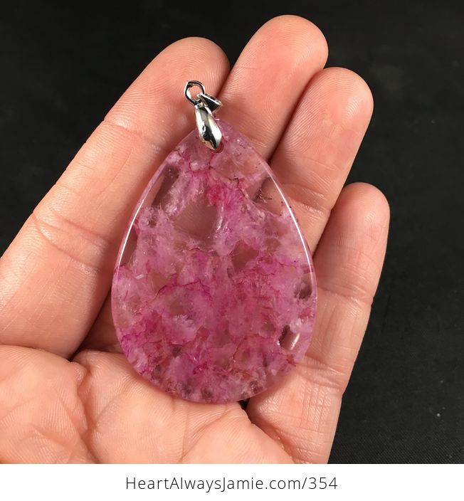Beautiful Semi Transparent Pink Druzy Agate Stone Pendant Necklace - #85u6CpdAMiE-2
